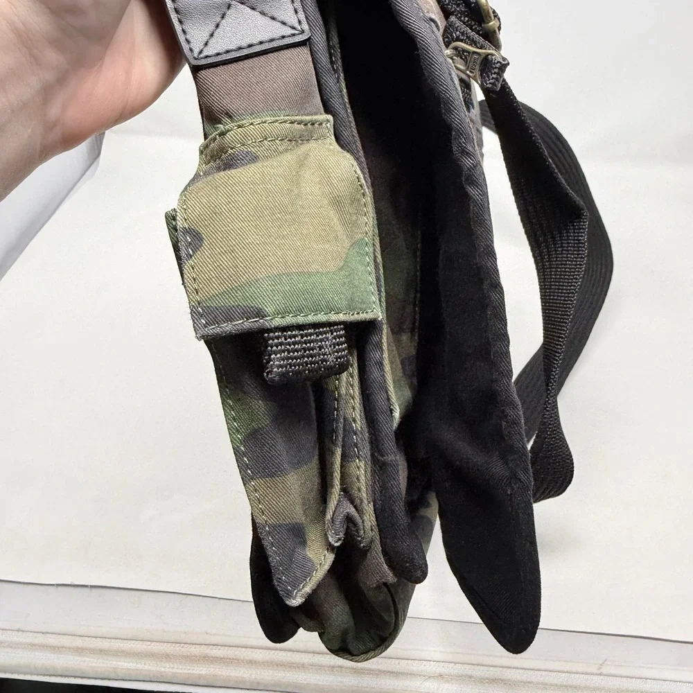 Vtg y2k Fossil Messenger Bag Camo Canvas Crossbody Bag Woodland Camouflage